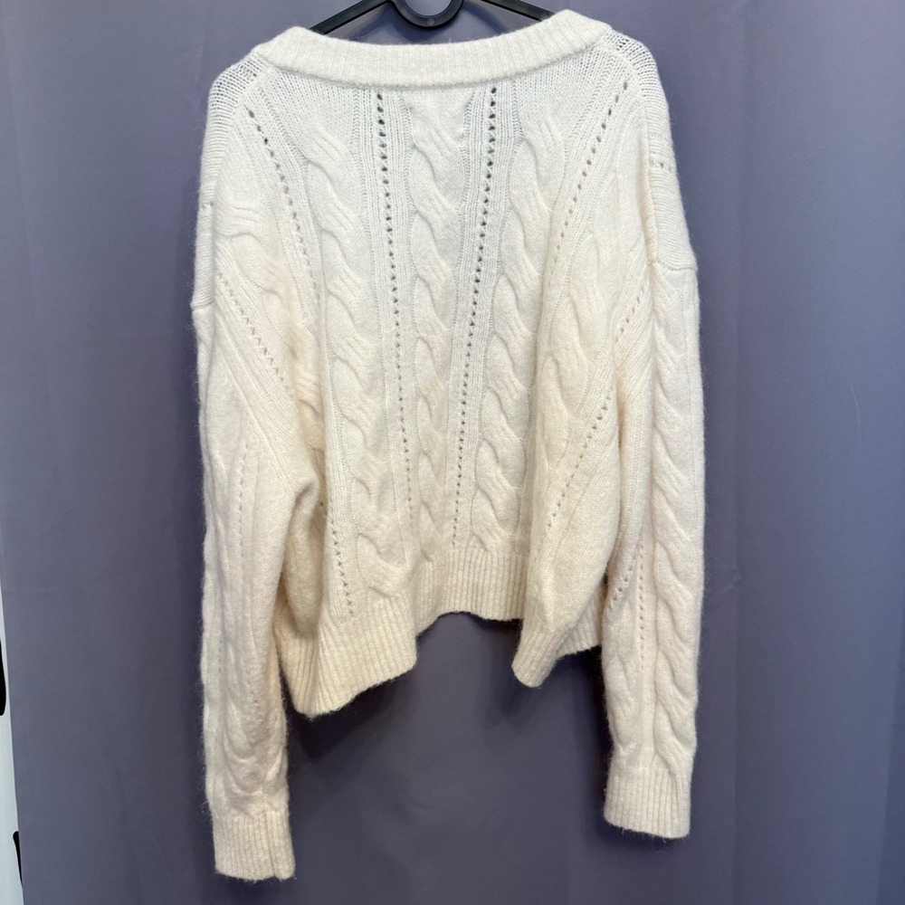 Future Collective Reese Blutstein Cardigan Sweater Cream Cable Knit Womens Large - Picture 5 of 5